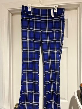 New York & Company Blue Black White Plaid Skirt
